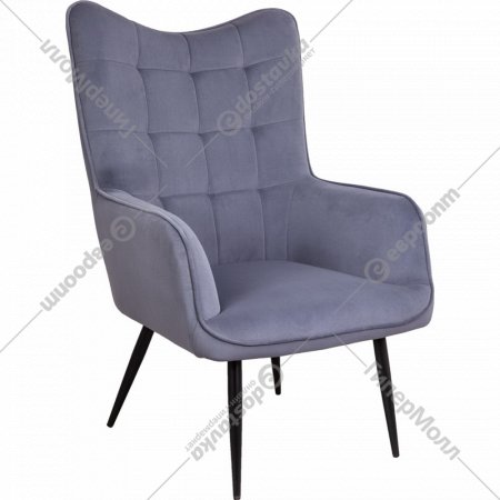 Кресло «AksHome» Bogema, велюр, серый/черный