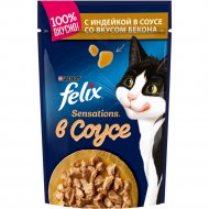 Корм для кошек «Felix Sensations» индейка и бекон в соусе, 85 г