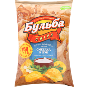 Чипсы «Буль­ба Chips» со вкусом сме­та­ны и лука, 150 г
